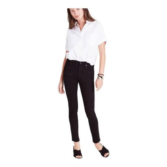 Madewell 9" Mid-Rise Skinny Jeans in ISKO Stay Black™ - Picture 1 of 8